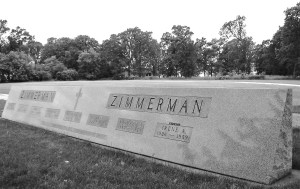 Zimmerman gravestone, Calvary Cemetery, Waseca, Minnesota