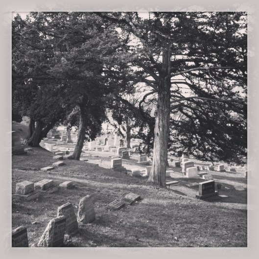 A pretty day to visit a cemetery. St. Mary's in Winona is kind of tucked into a hillside. 