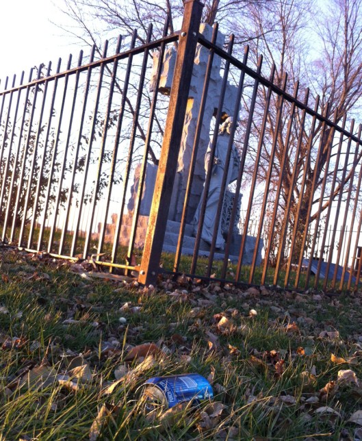 Someone left a beer can behind. Classy.