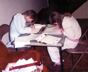 My cousin, Bernadette, (left) and me at my house. I think this was after Christmas 1985. Notice my red watch! That was new for Christmas. I want to say it was a Swatch, but I can't be certain.