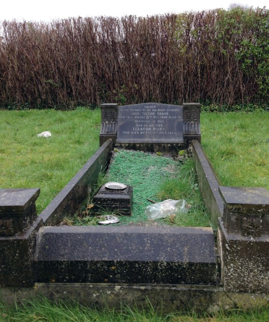 Many, many graves look like this--bounded by a stone frame.