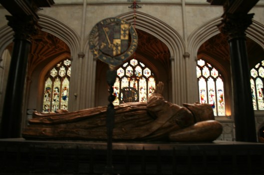 The effigy of James Montagu, bishop of Bath-Wells and later Winchester, 17th century.