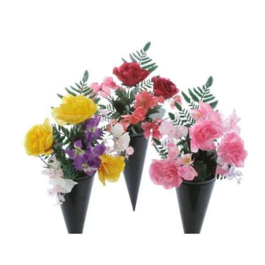 Your typical, cheap artificial graveside arrangement.