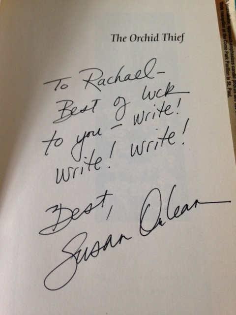 My inscribed copy of The Orchid Thief.