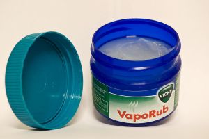 Vicks VapoRub. The classic cure-all for colds and coughs used by people for generations, including my Grandma Hager. She was buried with a jar of it. I still use it and swear by it. 